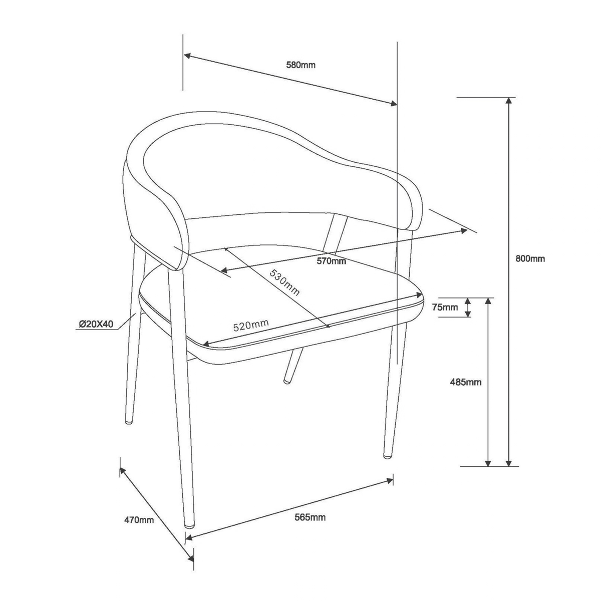 DINING CHAIR ALFIE CARMEL - SET OF 4