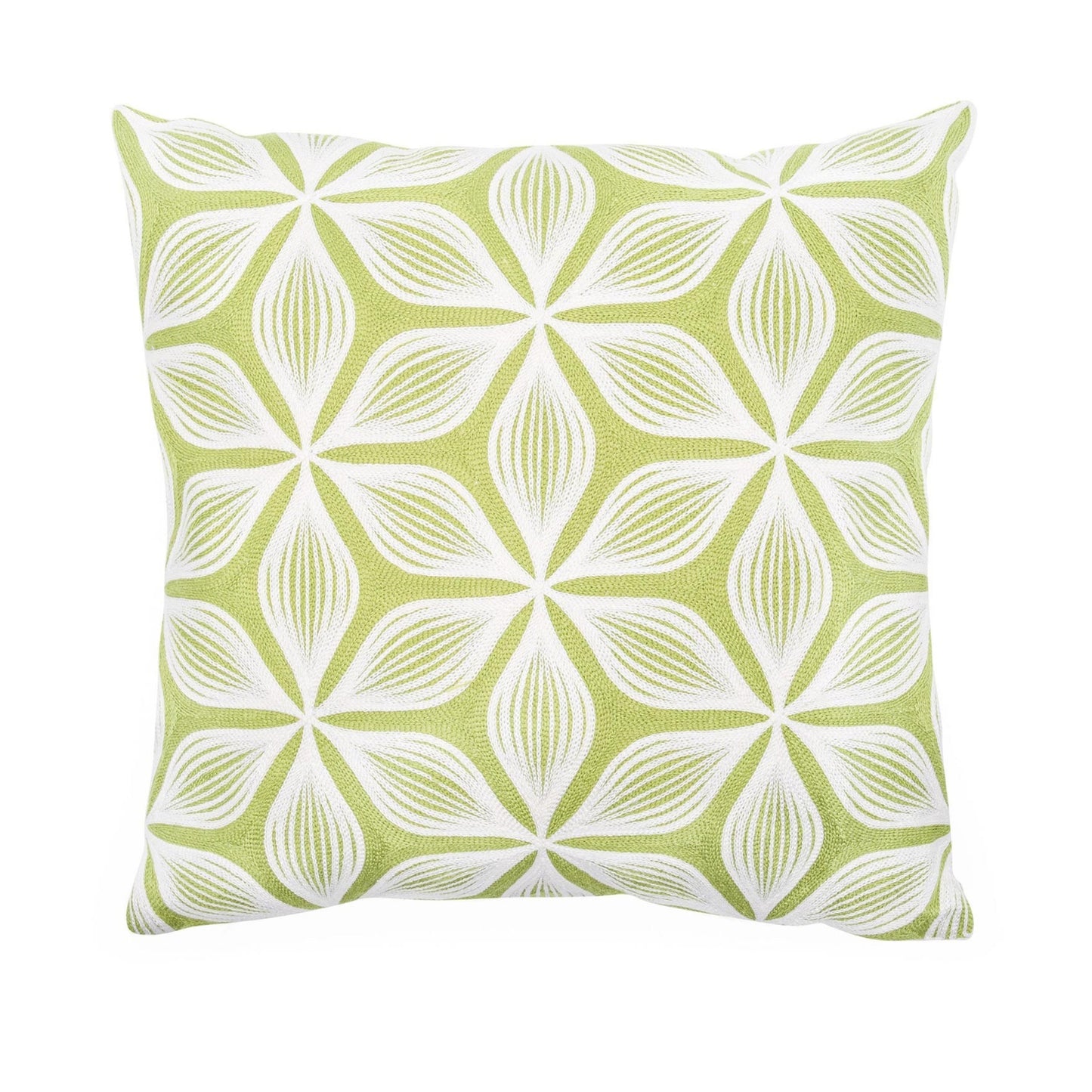 GEOMETRIC FLORAL EMBROIDERED FILLED CUSHION