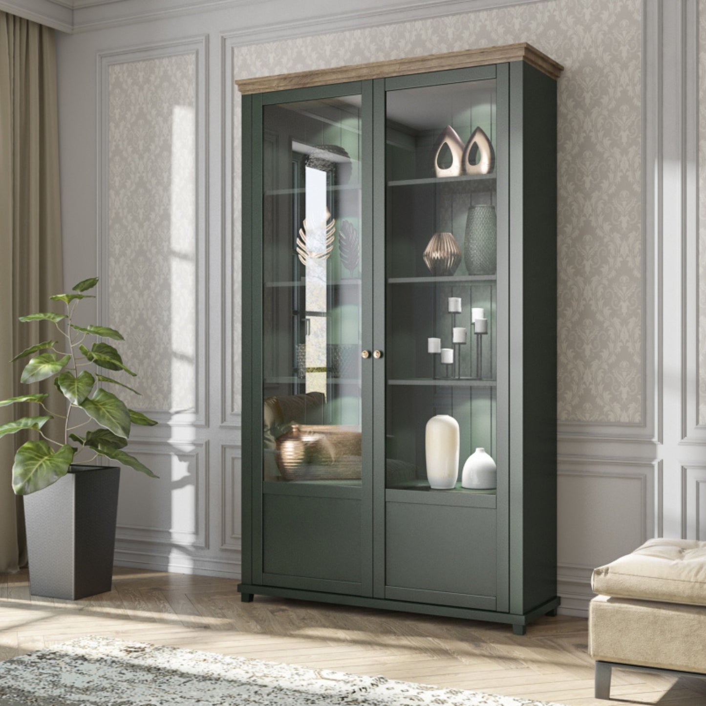 TALL DOUBLE DISPLAY CABINET EVORA