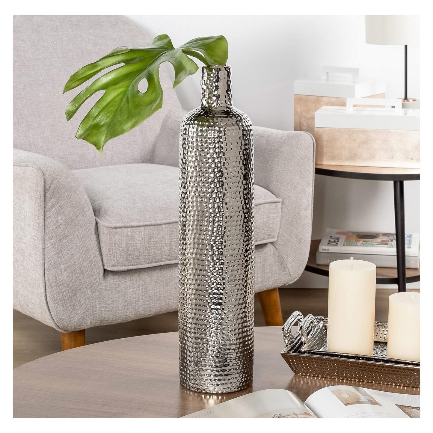 TALL HELIO HAMMERED VASE