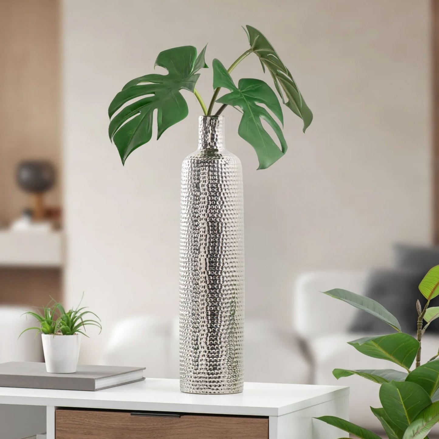 TALL HELIO HAMMERED VASE
