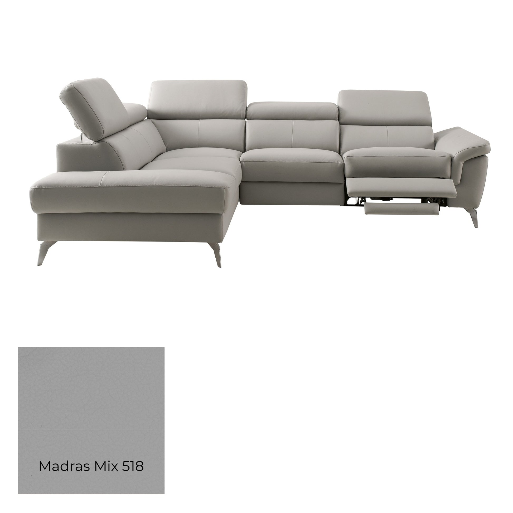 Luxury European sectional sofa with sleek metal legs and leather upholstery