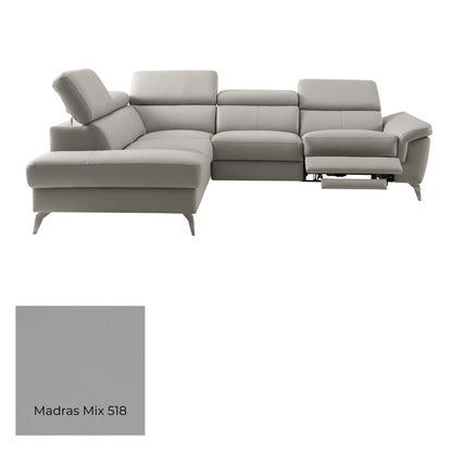 Luxury European sectional sofa with sleek metal legs and leather upholstery
