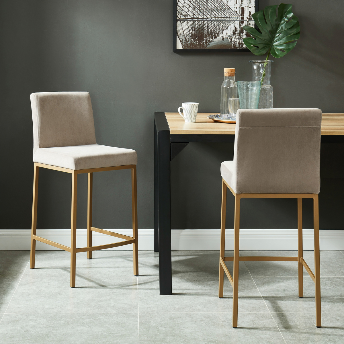 BAR STOOL DIEGO BEIGE - SET OF 2