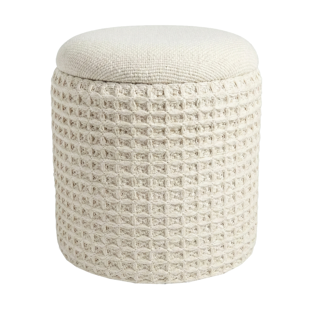 STORAGE OTTOMAN INDIGO IVORY