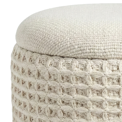 STORAGE OTTOMAN INDIGO IVORY