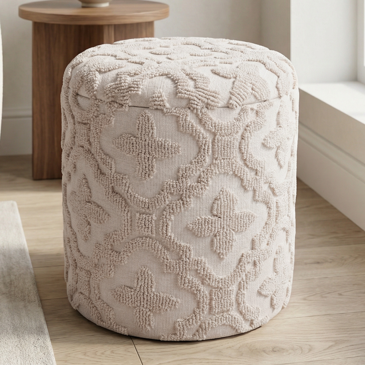 STORAGE OTTOMAN MAGNOLIA IVORY
