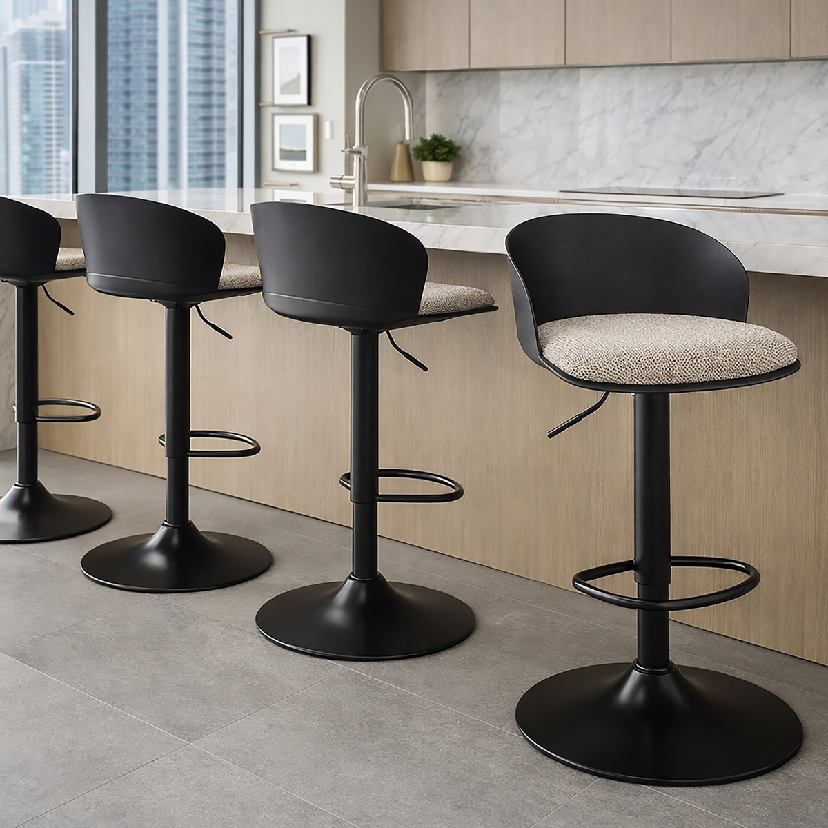 BAR STOOL MABEL BLACK - SET OF 2