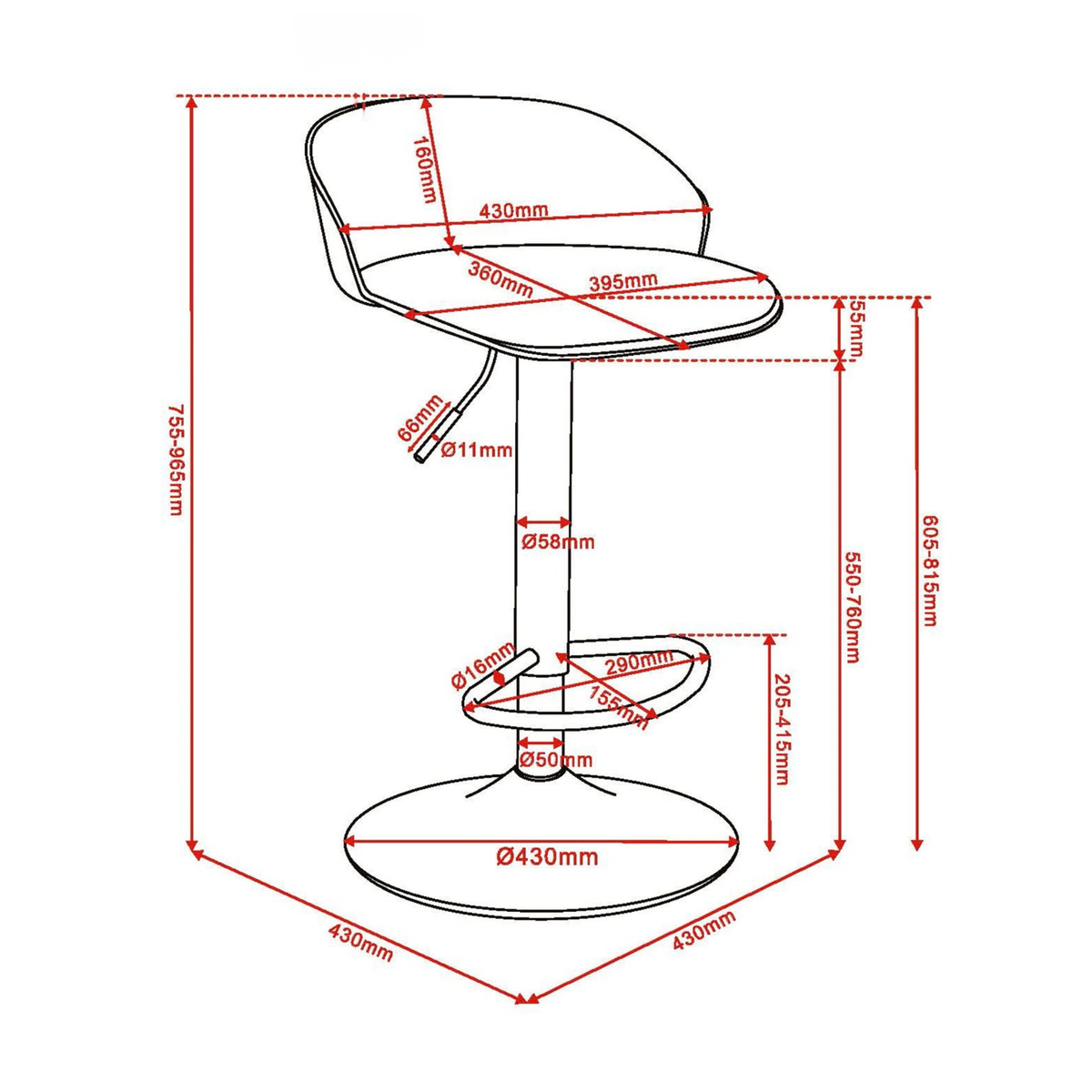 BAR STOOL MABEL BLACK - SET OF 2