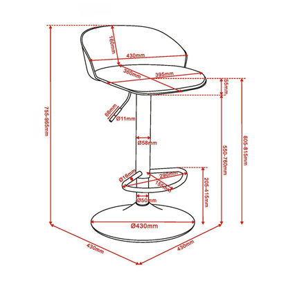 BAR STOOL MABEL BLACK - SET OF 2