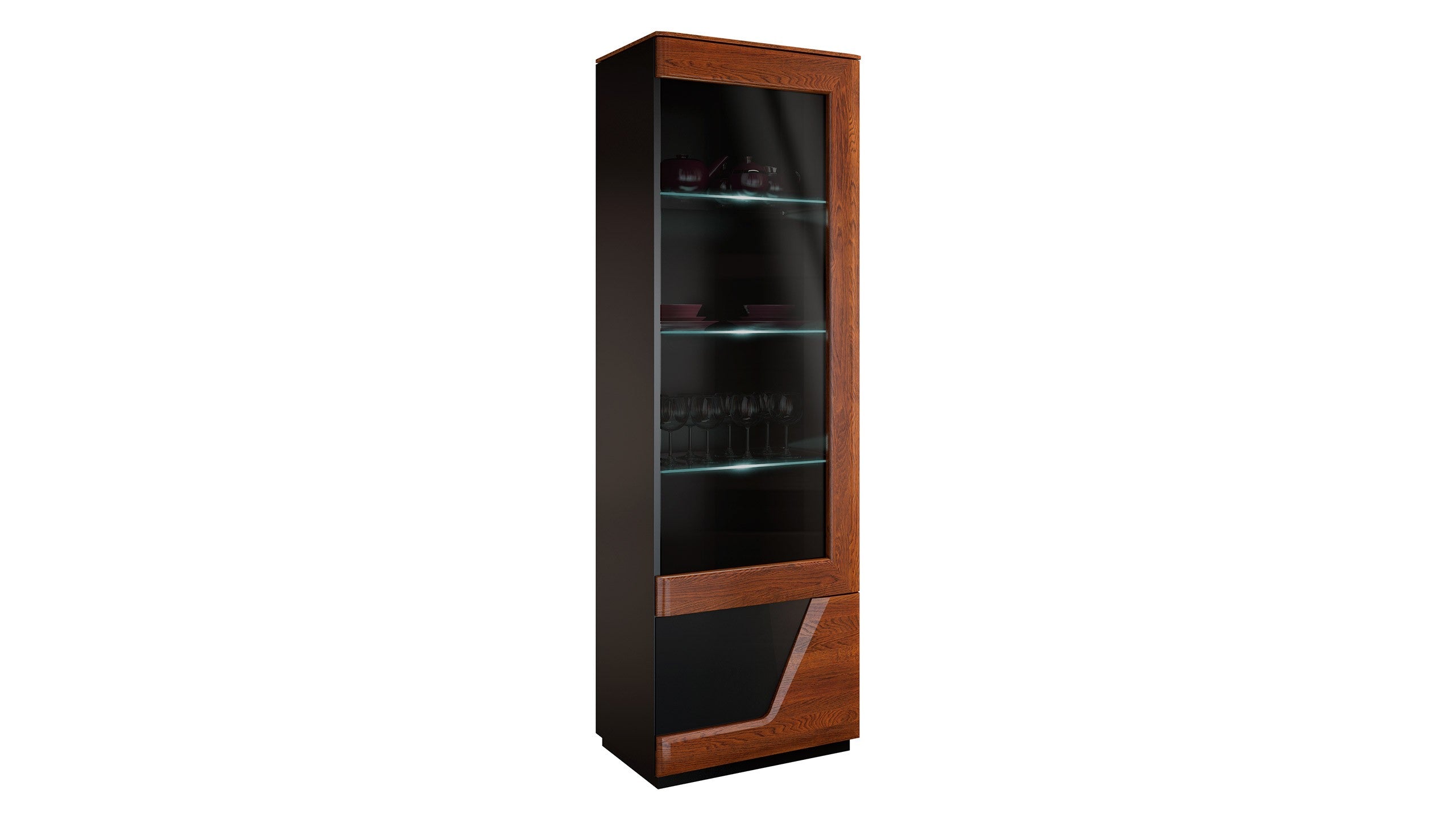 Single Display Box Set Smart Single Display Cabinet – Oak & Glass with LED Lighting – Smart ...