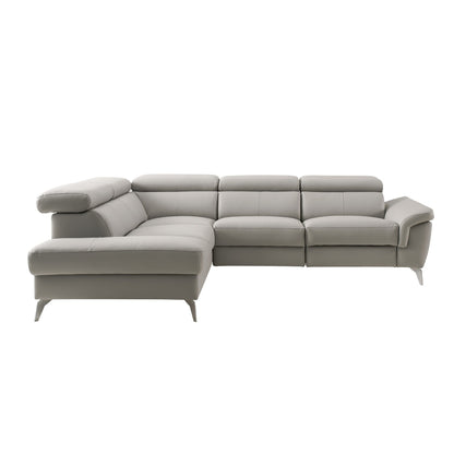 Modern L-shaped sectional sofa with metal legs and adjustable armrest