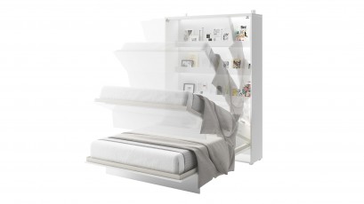  Bed Concept - Murphy Bed Set - Vertical 140x200 - Glossy White - Modern Wall Bed