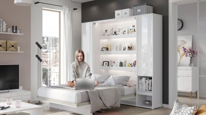  Bed Concept Storage Cabinet BC-07p - Glossy White - Dedicated to Bed Concept Vertical Murphy Beds