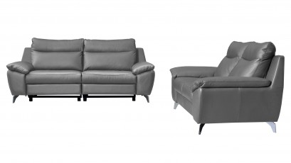  Des Sofa Perle 2,5TVE - Dollaro Steel - Double power recliner