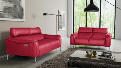  Des Sofa Milano 3TVE - Dollaro Rosso - Double power recliner