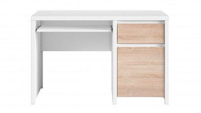  Kaspian White + Oak Sonoma Desk 120 - Sturdy desk