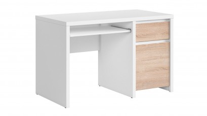  Kaspian White + Oak Sonoma Desk 120 - Sturdy desk