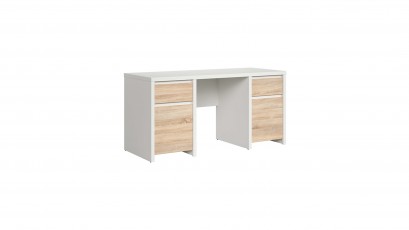  Kaspian White + Oak Sonoma Desk 160 - Large office desk