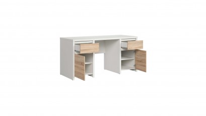  Kaspian White + Oak Sonoma Desk 160 - Large office desk