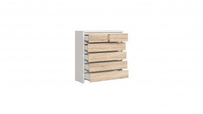  Kaspian White + Oak Sonoma 6 Drawer Dresser - Contemporary furniture collection