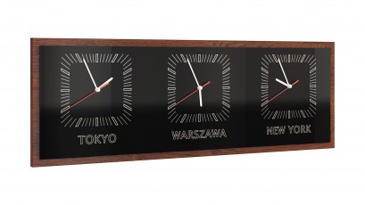  Mebin Smart Horizontal Clock Antique Walnut - Three time zones clock