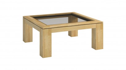  Mebin Rossano Square Coffee Table With Glass Oak Bianco - High-quality European furniture