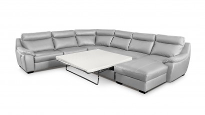  Des Sectional Boston - Dollaro Gris - Full-grain leather large U-shape sofa