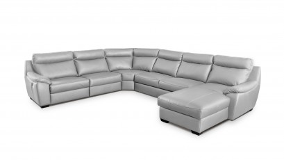  Des Sectional Boston - Dollaro Gris - Full-grain leather large U-shape sofa