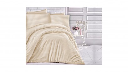  Darymex Cotton Duvet Cover Set - Cizgili Capuccino - Europen made