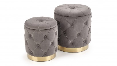  Halmar Set of Two Grey Polly Ottomans - Storage poufs