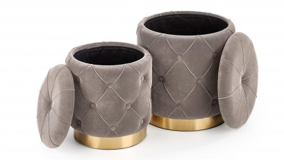  Halmar Set of Two Grey Polly Ottomans - Storage poufs