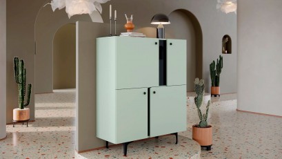  Lenart Colours 4-Door Storage Cabinet CS-01 Sage - Modern accent furniture