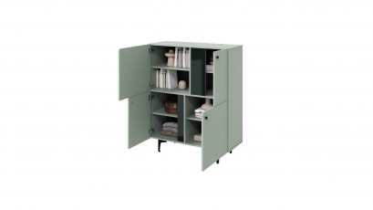  Lenart Colours 4-Door Storage Cabinet CS-01 Sage - Modern accent furniture