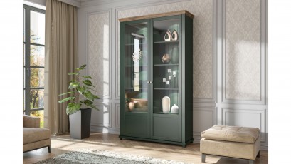  Helvetia Evora Tall Double Display Cabinet Type 13 G/O - Deep green hue