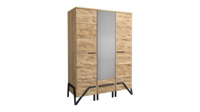  Mebin Pik Wardrobe With Mirror III Natural Oak Lager - Bedroom furniture collection