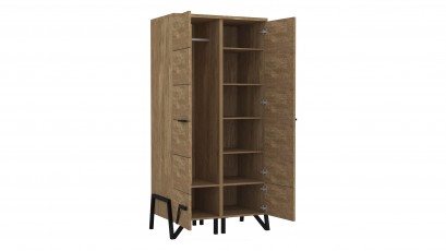  Mebin Pik Wardrobe With Mirror II Natural Oak Lager - Bedroom furniture collection