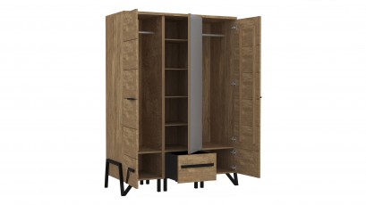  Mebin Pik Wardrobe With Mirror III Natural Oak Lager - Bedroom furniture collection