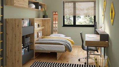  Bed Concept - Murphy Bed BC-05 - Horizontal 120x200 - Oak Artisan - Modern Wall Bed