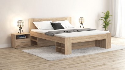  Nepo Plus Double Bed Oak Sonoma - Contemporary bed with various storage