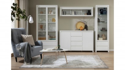  Kaspian White Double Display Cabinet - Contemporary furniture collection