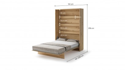  Bed Concept - Murphy Bed BC-01 - Vertical 140x200 - Oak Artisan - Modern Wall Bed