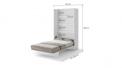  Bed Concept - Murphy Bed BC-02p - Vertical 120x200 - Glossy White - Modern Wall Bed