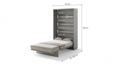  Bed Concept - Murphy Bed BC-02 - Vertical 120x200 - Grey - Modern Wall Bed