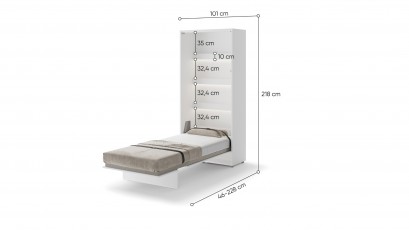  Bed Concept - Murphy Bed BC-03 - Vertical 90x200 - Matte White - Modern Wall Bed