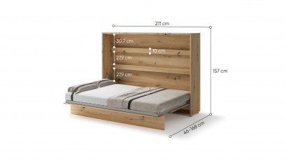  Bed Concept - Murphy Bed BC-04 - Horizontal 140x200 - Oak Artisan - Modern Wall Bed