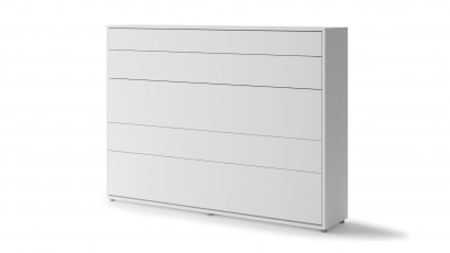  Bed Concept - Murphy Bed BC-04 - Horizontal 140x200 - Matte White - Modern Wall Bed