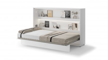  Bed Concept - Murphy Bed BC-05 - Horizontal 120x200 - Matte White - Modern Wall Bed