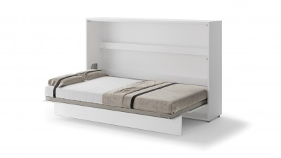  Bed Concept - Murphy Bed BC-05 - Horizontal 120x200 - Matte White - Modern Wall Bed