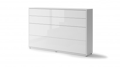  Bed Concept - Murphy Bed BC-05p - Horizontal 120x200 - Glossy White - Modern Wall Bed